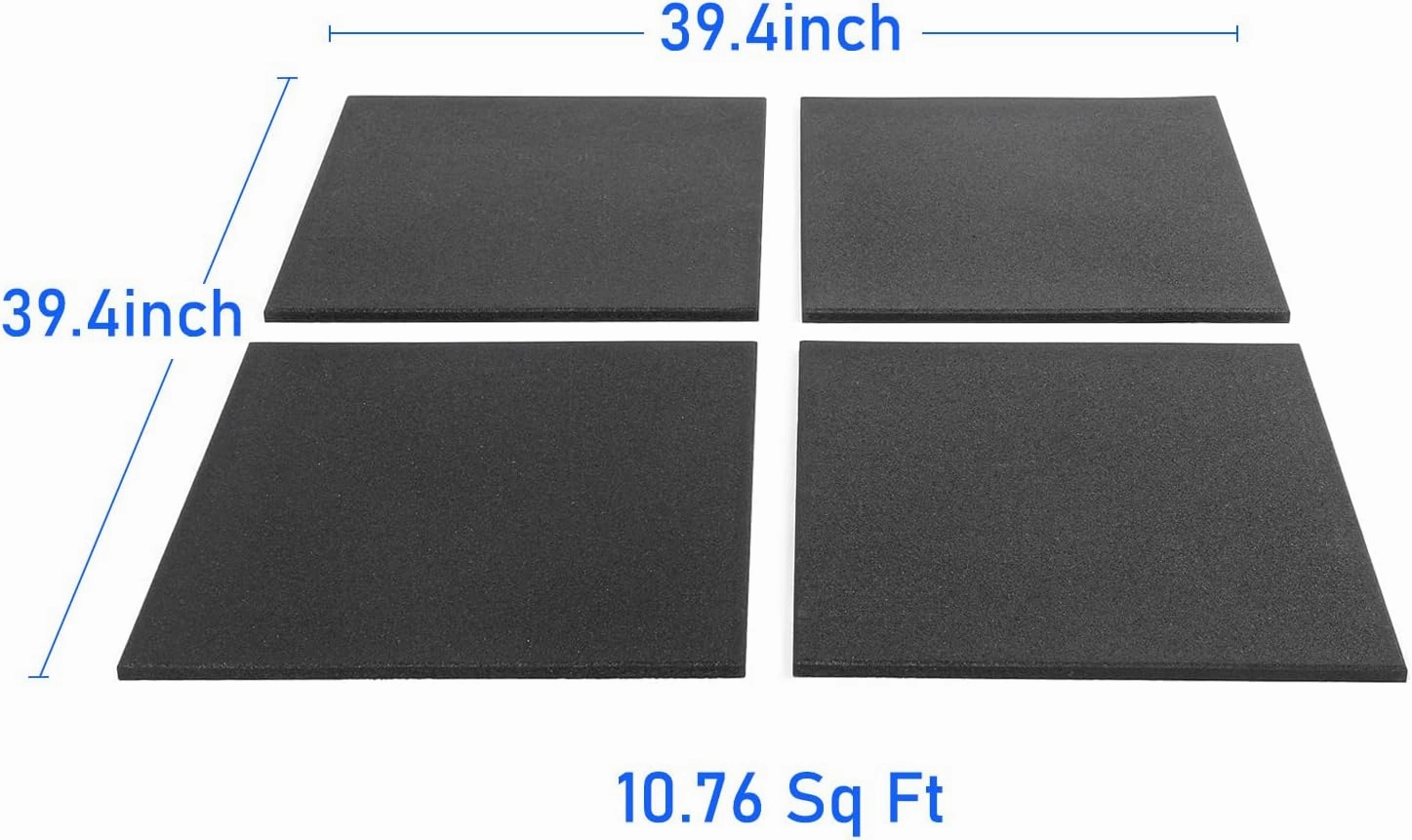 0.60 inch Thick Heavy Duty Exercise Equipment Rubber Mat Gym Flooring for Gym or Garage Gym,4 Pack 19.67”x19.67” Rubber Exercise Workout Equipment Ground Mat,10.76 Sq Ft Black