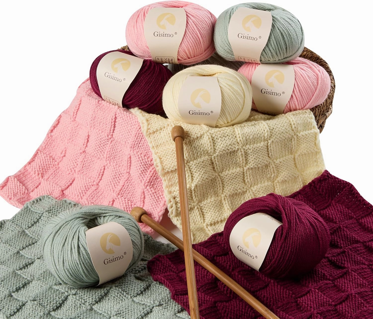 100% Merino Wool Yarn, 6-Ply Luxurious and Soft Yarn for Hand Knitting & Crocheting, 1.76 OZ/50g, 127 yds/116 Meters(Deep Red, 3 Balls)