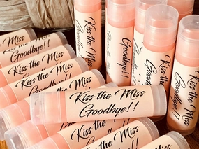 10 KISS THE MISS GOODBYE Bridal Shower Rosé Wine Lip Balms Bachelorette Party