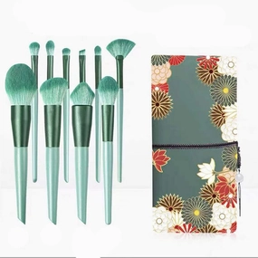 10 Makeup Brush Set Brush Eyeshadow Blush Brush Eye Portable Beauty Tool Foundation Brush(E)(As shown,E)