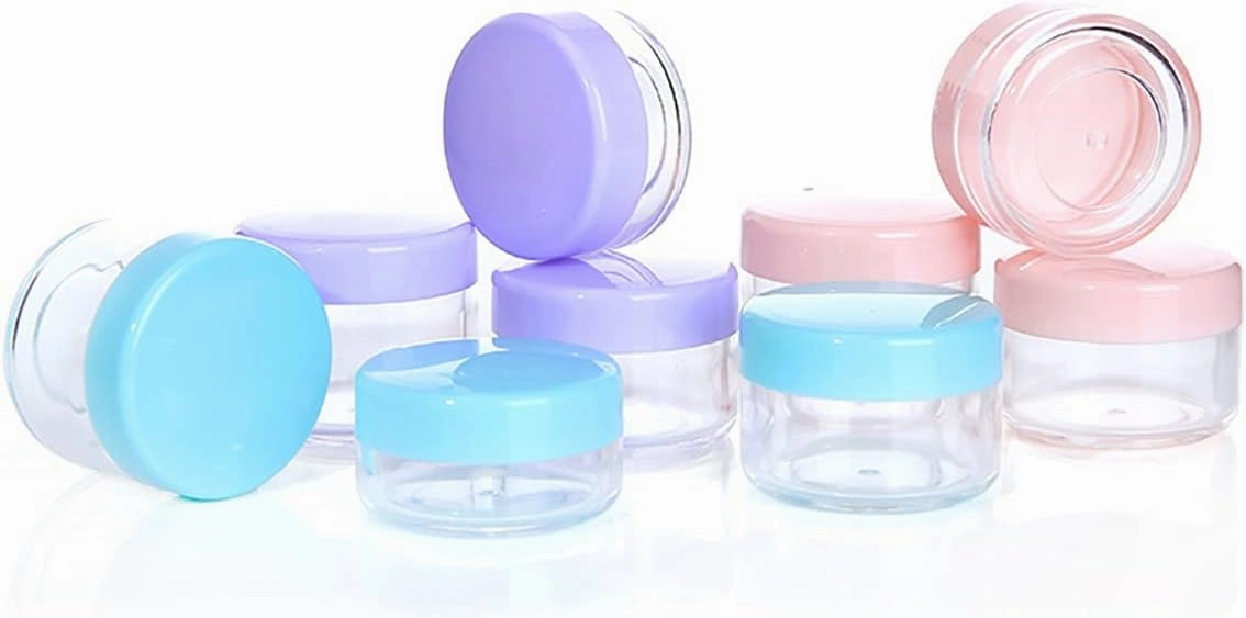 10 Pcs 10g Plastic Empty Cosmetic Container, Round Clear Pot Jars Portable Refillable Empty Containers for Makeup Eye Shadows Lotions Lip Balms Toners Creams Ointments,Transparent