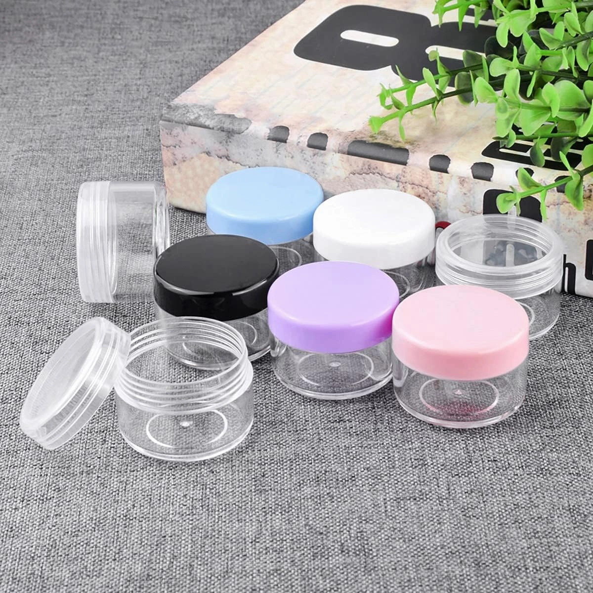 10 Pcs 10g Plastic Empty Cosmetic Container, Round Clear Pot Jars Portable Refillable Empty Containers for Makeup Eye Shadows Lotions Lip Balms Toners Creams Ointments,Transparent