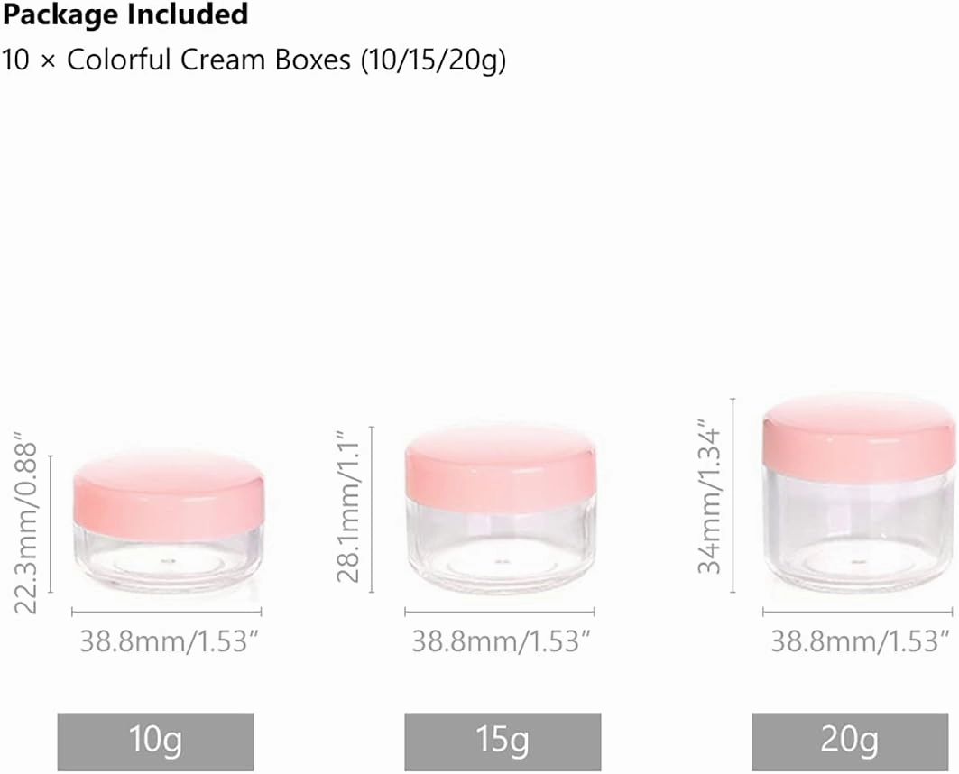 10 Pcs 10g Plastic Empty Cosmetic Container, Round Clear Pot Jars Portable Refillable Empty Containers for Makeup Eye Shadows Lotions Lip Balms Toners Creams Ointments,Transparent