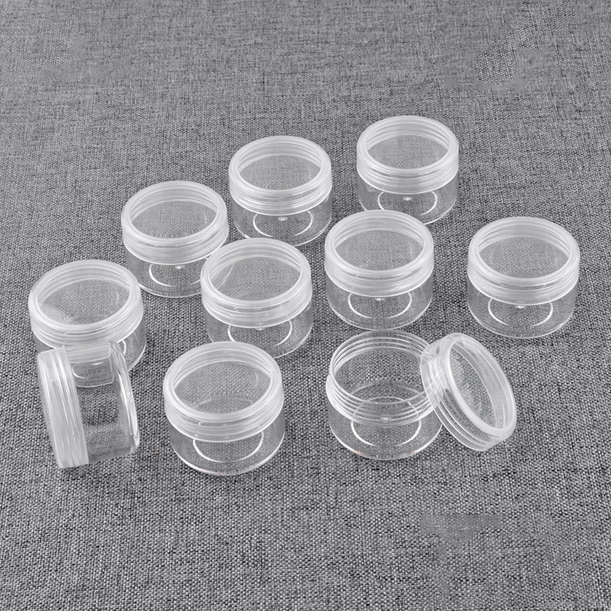 10 Pcs 10g Plastic Empty Cosmetic Container, Round Clear Pot Jars Portable Refillable Empty Containers for Makeup Eye Shadows Lotions Lip Balms Toners Creams Ointments,Transparent