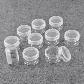 10 Pcs 10g Plastic Empty Cosmetic Container, Round Clear Pot Jars Portable Refillable Empty Containers for Makeup Eye Shadows Lotions Lip Balms Toners Creams Ointments,Transparent