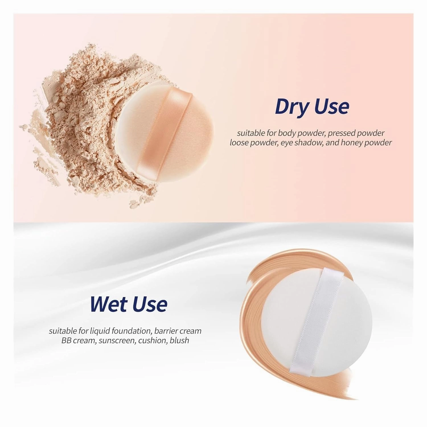 10 Pieces Cushion Foundation Powder Puff, Air Cushion Makeup Puffs Round Makeup Sponges, 4 Colors Air Cushion Powder Puff, Latex(Black)