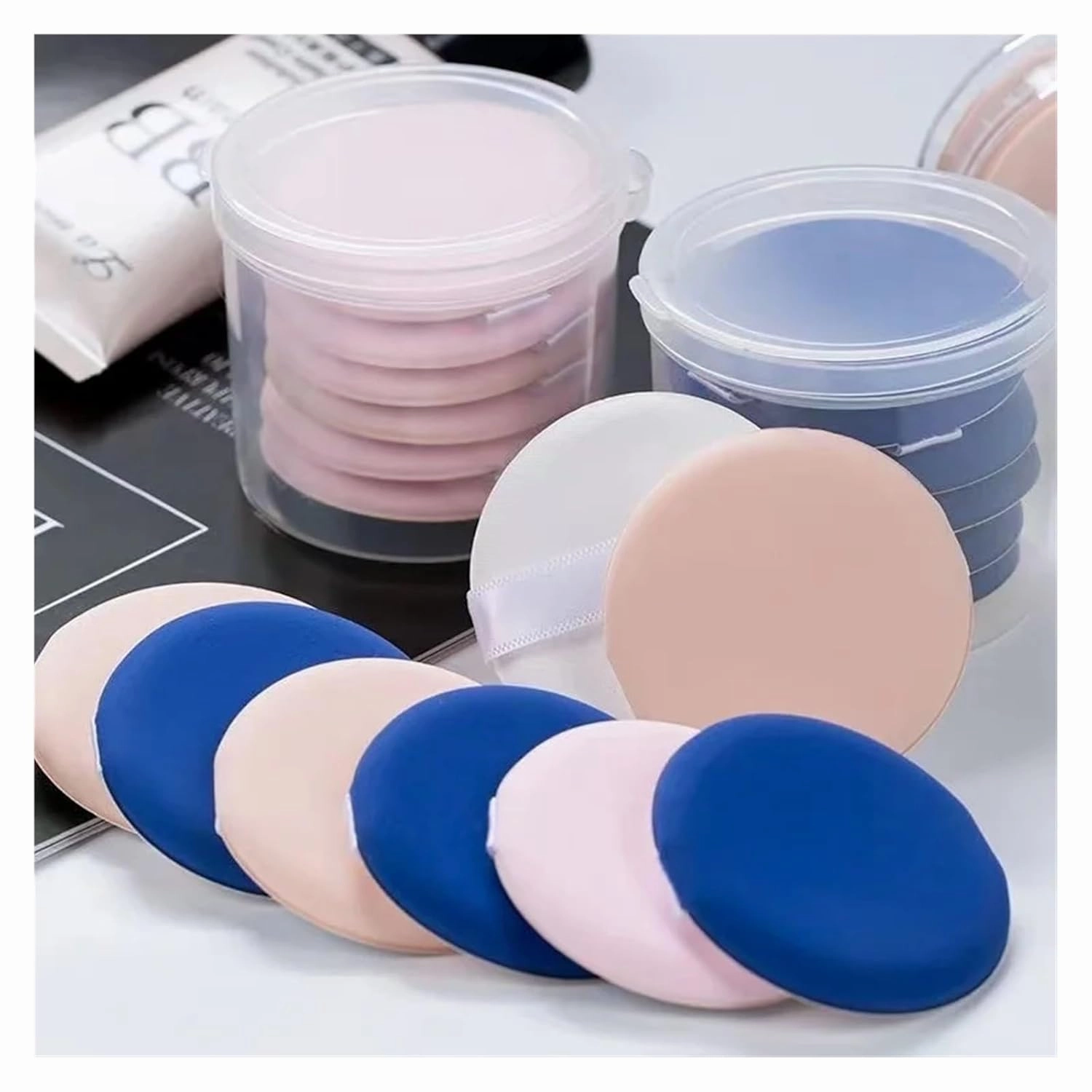 10 Pieces Cushion Foundation Powder Puff, Air Cushion Makeup Puffs Round Makeup Sponges, 4 Colors Air Cushion Powder Puff, Latex(Black)