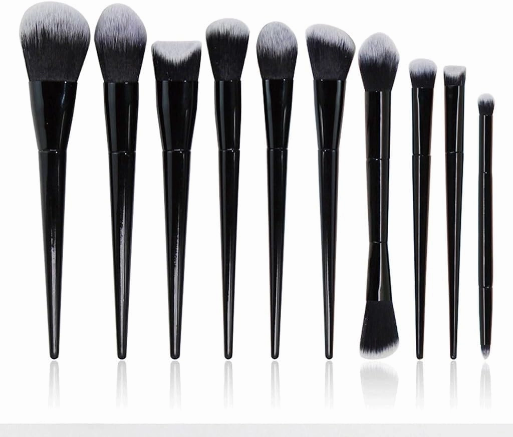 10 Pieces of Makeup Brush Set, Full Set of Black Powder Eye Shadow Brush Beauty Tools