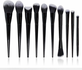 10 Pieces of Makeup Brush Set, Full Set of Black Powder Eye Shadow Brush Beauty Tools