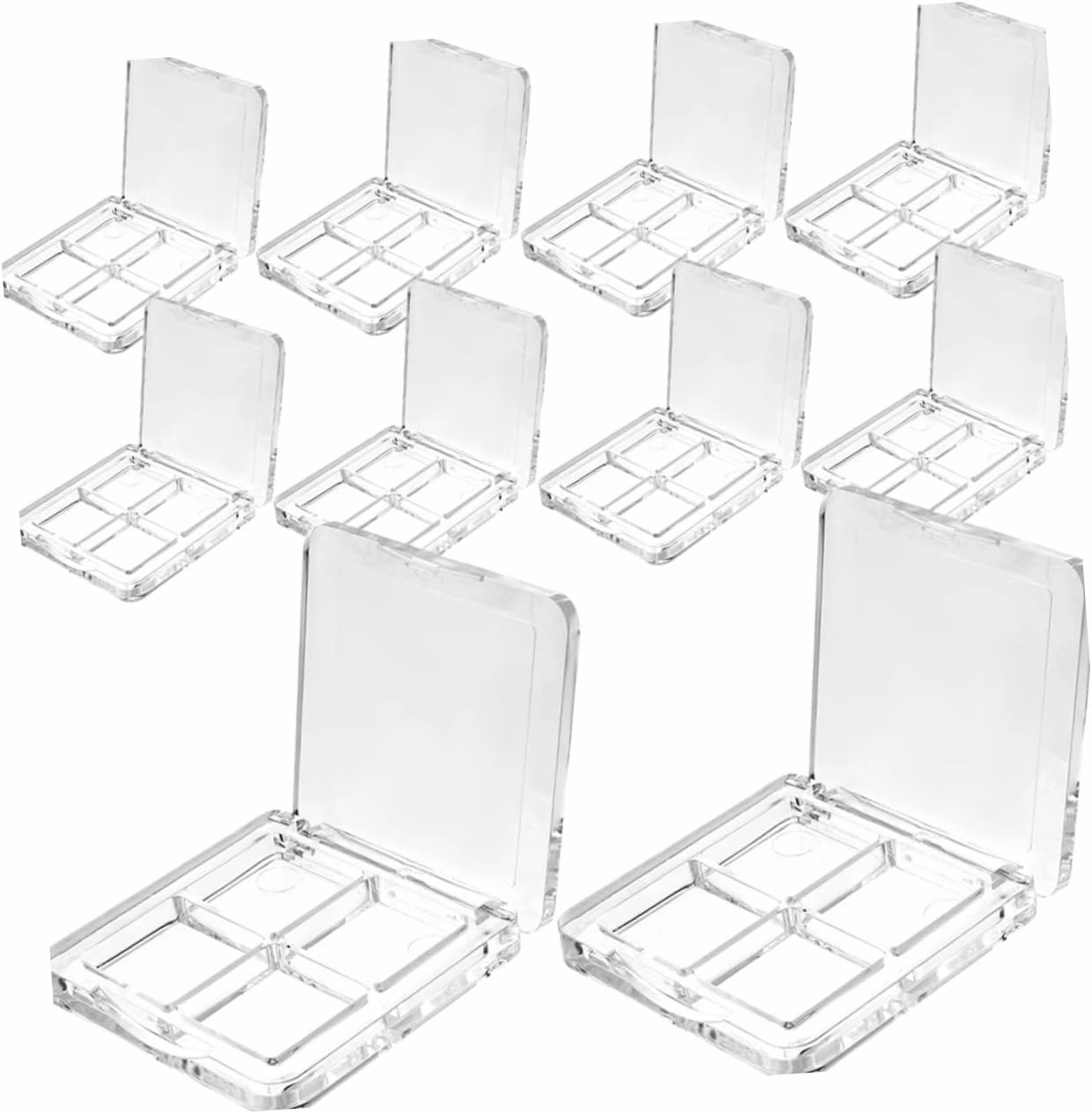 10Pcs Eyeshadow Organizer Boxes Multi Compartment Cosmetic Container for Blush Lipstick Powder Lightweight Portable Makeup Storage for Travel and Daily Use