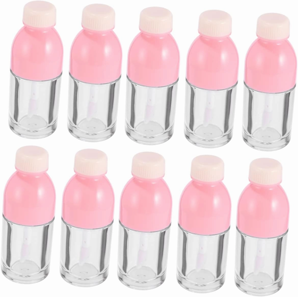 10pcs Small Empty Lip Gloss Bottles Plastic Transparent Containers for Lip Glaze and Dye Liquid Portable Travel for Women Pink