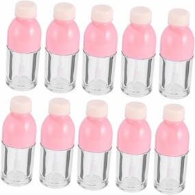10pcs Small Empty Lip Gloss Bottles Plastic Transparent Containers for Lip Glaze and Dye Liquid Portable Travel for Women Pink
