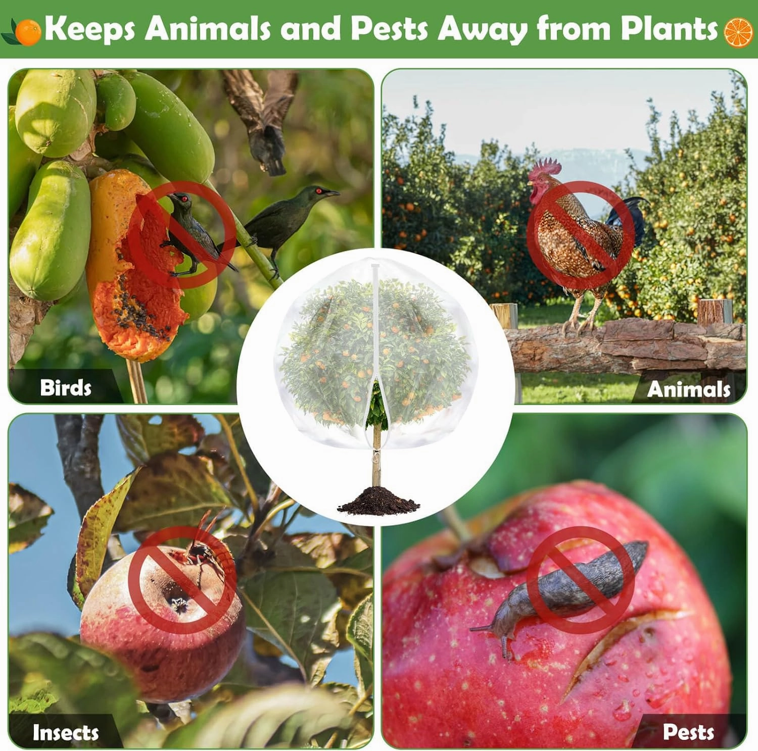 10x10 FT Fruit Trees Netting with Zipper,Large Tree Nets for Fruit Trees with Drawstring, Plant Garden Insect Bird Netting Pest Barrier for Peach Cherry Apple to Prevent Cicadas Bird