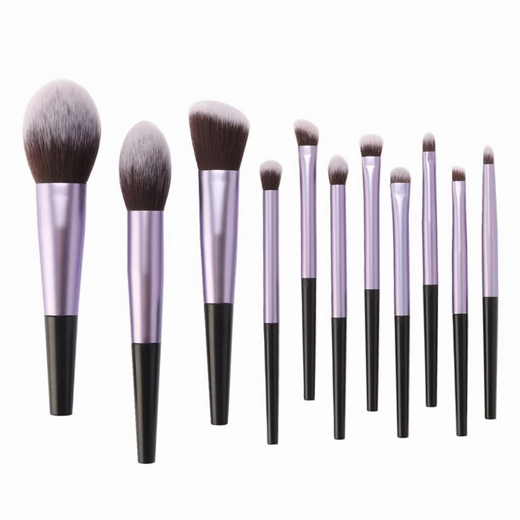 11pcs Makeup Brushes Sets Tools Cosmetic Powder Contour Blush Lip Eyeshadow Concealer Foundation Brush Kit(Color:Svart)