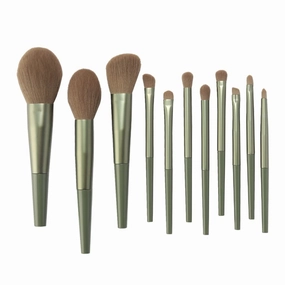 11pcs Makeup Brushes Sets Tools Cosmetic Powder Contour Blush Lip Eyeshadow Concealer Foundation Brush Kit(Color:Vert)(Vert,11pcs)