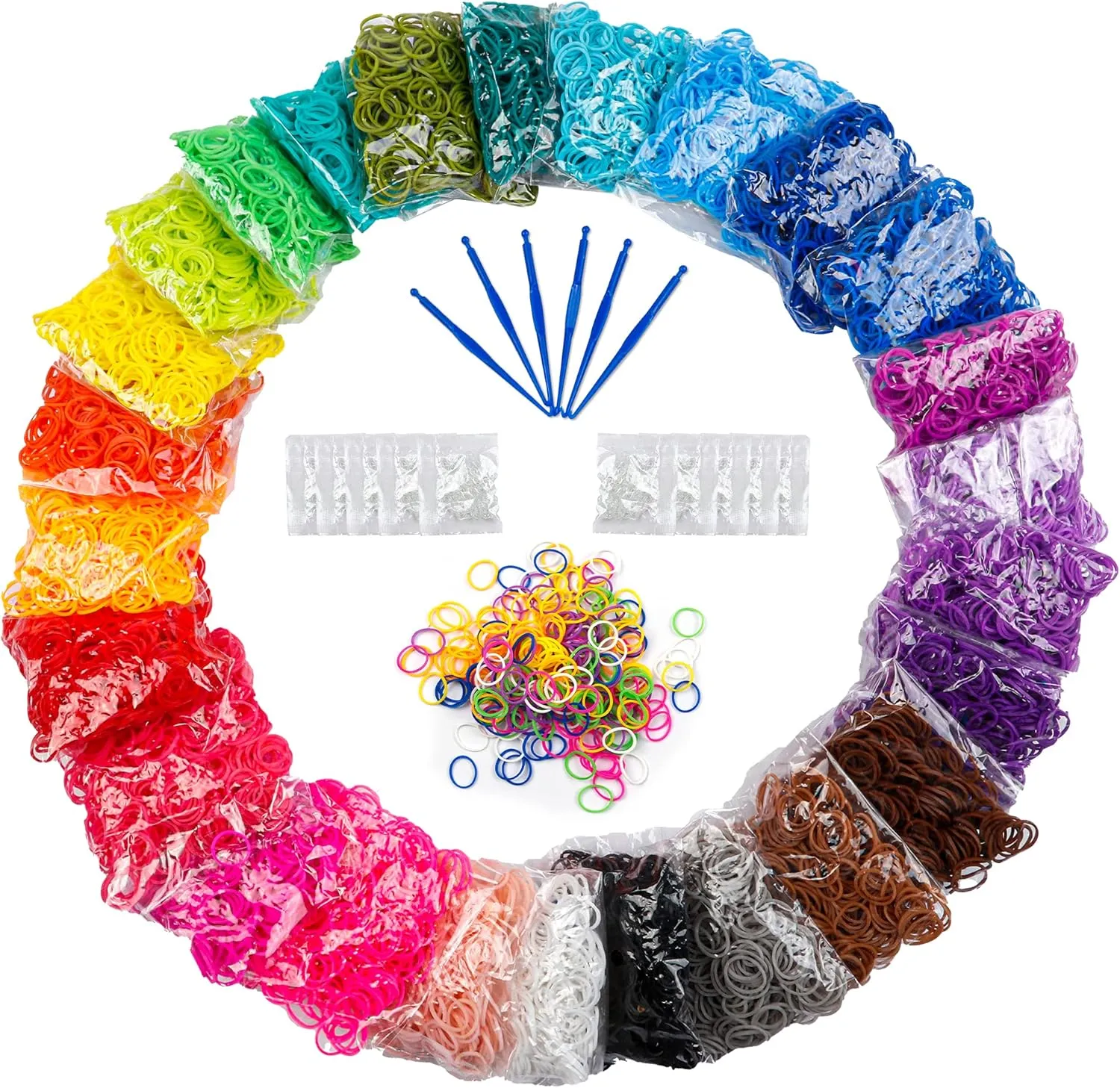 12730  Loom Rubber Bands Refill Kit in 26 Color with 500 Clips,6 Hooks, Premium Bracelet Making Kit for Weaving DIY Crafting Gift