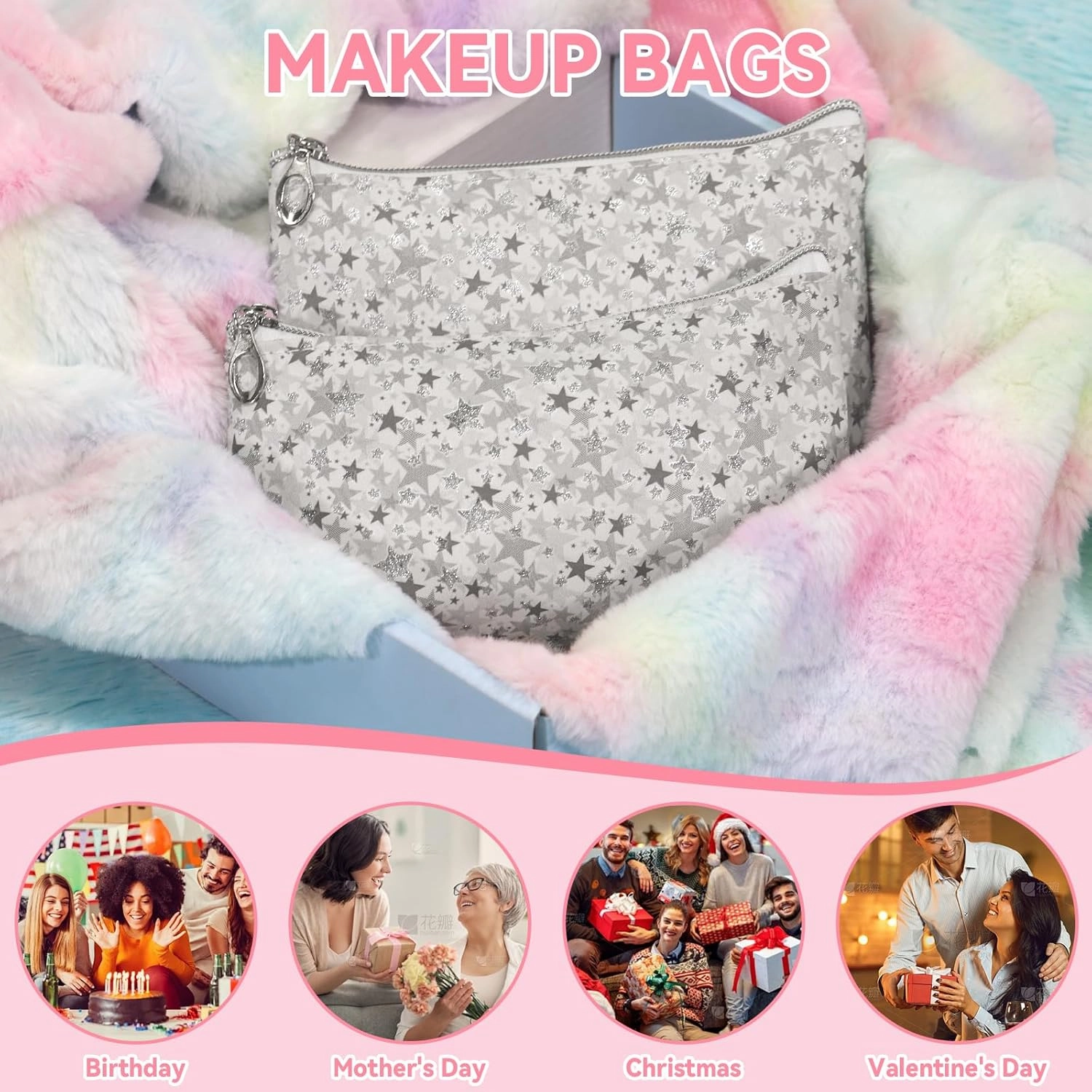 12 Pieces Cosmetic Bag for Women, Makeup Bags with Zipper Waterproof Travel Toiletry Pouch, Cosmetic Packing Accessory Organizer (Grey)