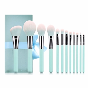12PCS Makeup Brushes Set Blue Handle With Bag Powder Foundation Blending Eyebrow Brush Facial Make Up Brush Tools