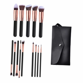 14pcs Makeup Brush Magnetic Closure Bag Cosmetic Brushes for Foundation Face Powder Eye Makeup Application