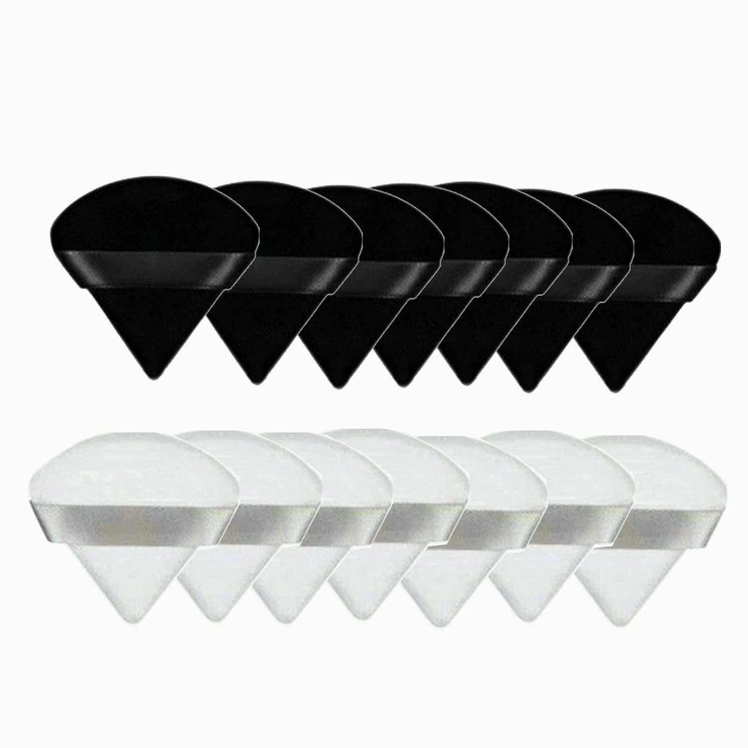 14Pcs Powder Puff Triangle Shape Face Makeup Puff for Loose Powder Foundation Soft Cosmetic Sponge Wet and Dry Powder Puff Pads Large Body Cotton Powder Cushion Puffs (Black&White)