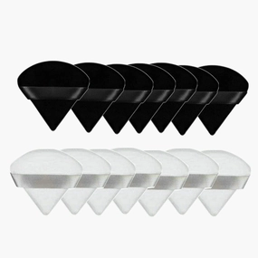 14Pcs Powder Puff Triangle Shape Face Makeup Puff for Loose Powder Foundation Soft Cosmetic Sponge Wet and Dry Powder Puff Pads Large Body Cotton Powder Cushion Puffs (Black&White)