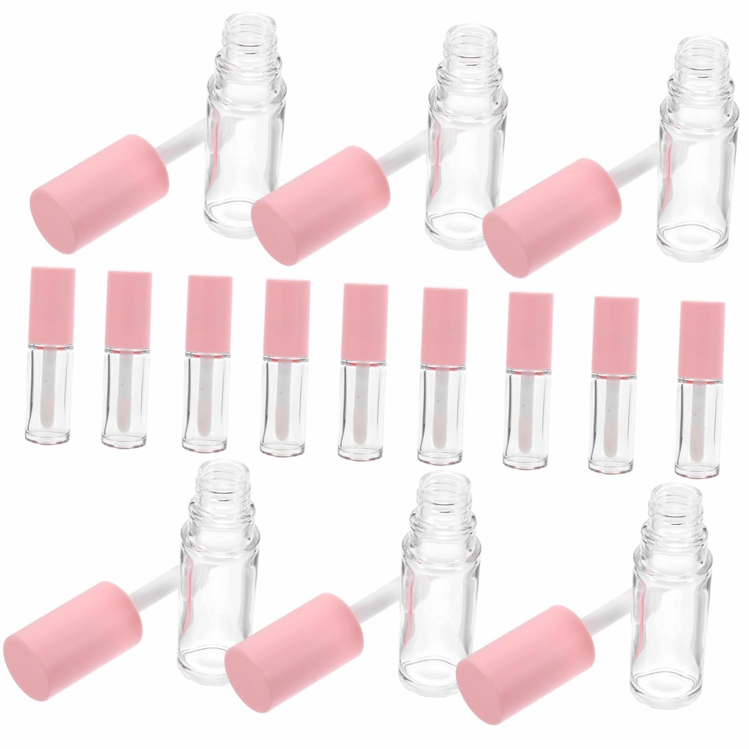 15 Pcs 10ml Large Lip Brush Empty Lip Gloss Tubes with Wand Refillable Lip Gloss Tubes Clear Lip Gloss Lip Balm Tube Containers Lip Balm Samples Lip Gloss Tubes Empty Pink Pet