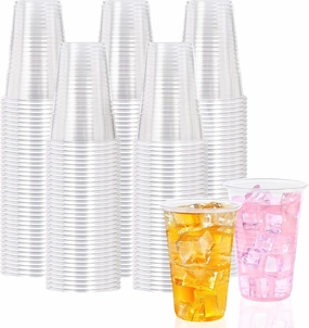 16 oz Clear Plastic Cups, 200 Count Disposable, Cocktail Party, PP Clear for Party, Hot/Cold Beverages, Soda, and Wedding(16oz 200count)