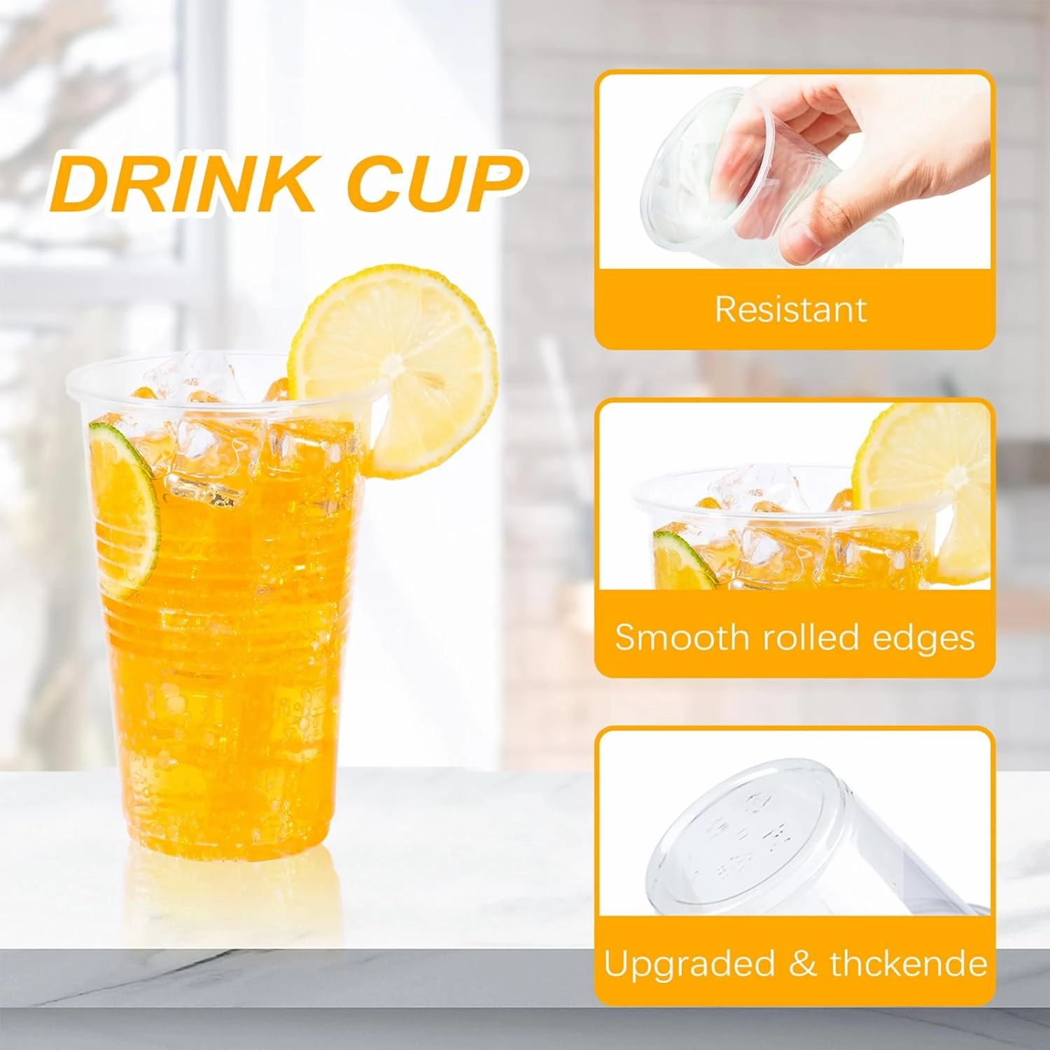 16 oz Clear Plastic Cups, 200 Count Disposable, Cocktail Party, PP Clear for Party, Hot/Cold Beverages, Soda, and Wedding(16oz 200count)