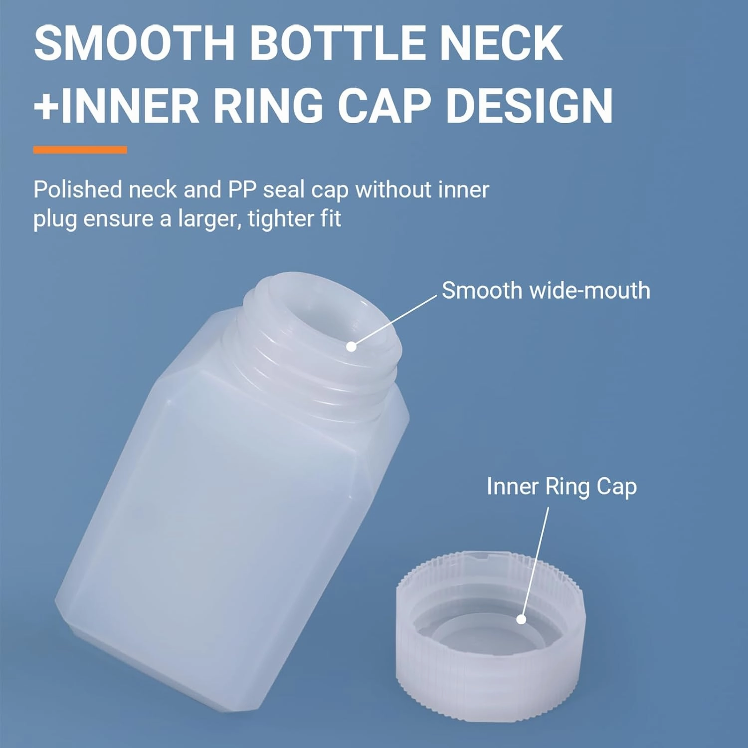 16oz/500ml Leak Proof Plastic Bottles with Caps for Liquids Sample, Reusable Small Bottles Containers for Travel, Camping and Hiking (Translucent, 6 Pcs)