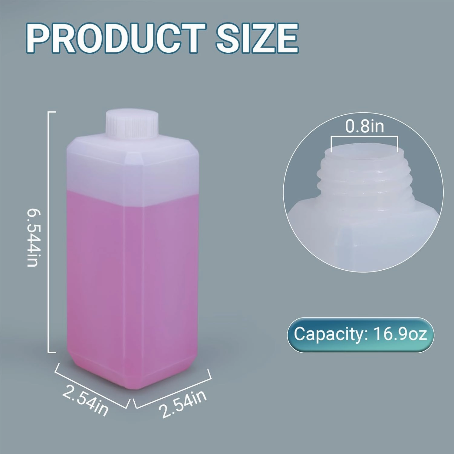 16oz/500ml Leak Proof Plastic Bottles with Caps for Liquids Sample, Reusable Small Bottles Containers for Travel, Camping and Hiking (Translucent, 6 Pcs)
