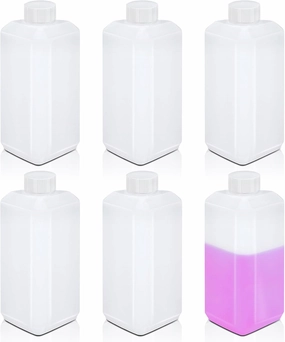 16oz/500ml Leak Proof Plastic Bottles with Caps for Liquids Sample, Reusable Small Bottles Containers for Travel, Camping and Hiking (Translucent, 6 Pcs)