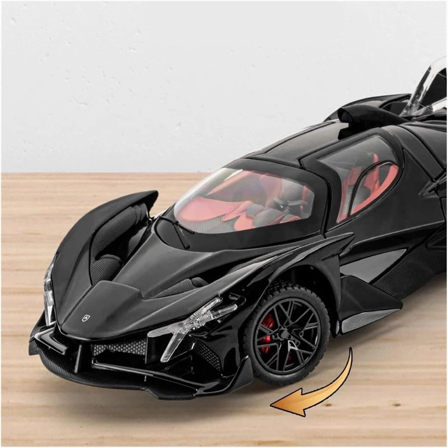 1 24 for Apollo Project EVO Alloy Sports Car Model Diecast Metal Toy Super Racing Car Model Sound and Light Scale Vehicles Toys(Black)