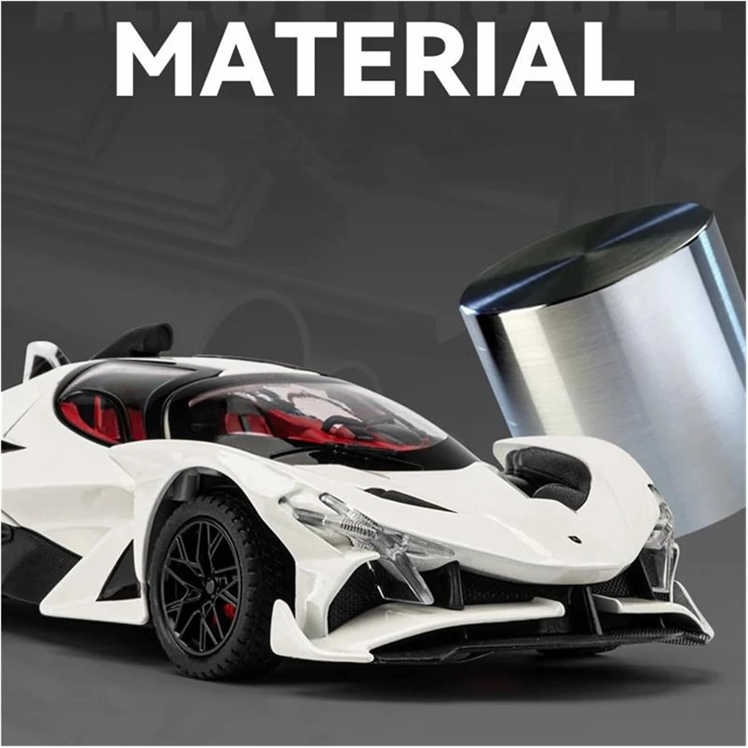 1 24 for Apollo Project EVO Alloy Sports Car Model Diecast Metal Toy Super Racing Car Model Sound and Light Scale Vehicles Toys(Black)