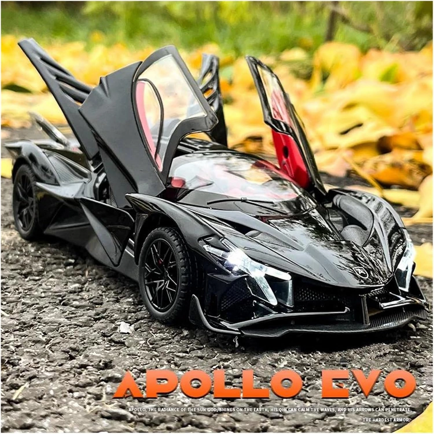 1 24 for Apollo Project EVO Alloy Sports Car Model Diecast Metal Toy Super Racing Car Model Sound and Light Scale Vehicles Toys(Black)