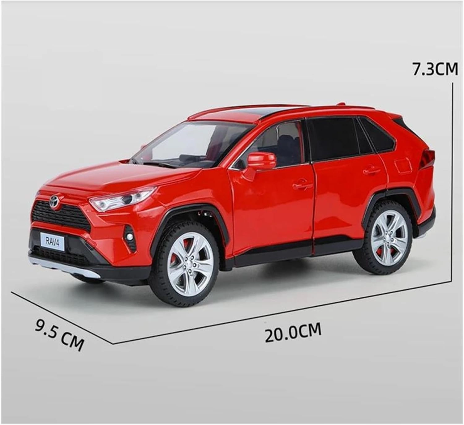 1 24 for Toyota RAV4 SUV Alloy Car Model Diecast Metal Toy Vehicles Sound and Light Car Model Enthusiasts Gift Simulation Vehicle Playset(Red)