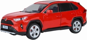 1 24 for Toyota RAV4 SUV Alloy Car Model Diecast Metal Toy Vehicles Sound and Light Car Model Enthusiasts Gift Simulation Vehicle Playset(Red)