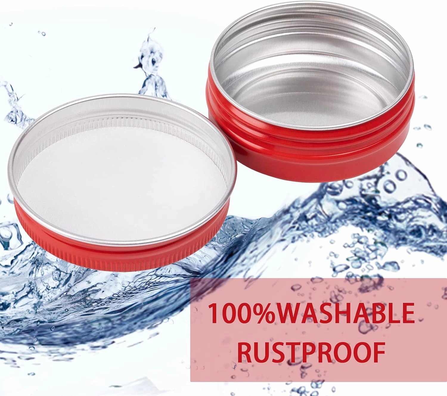1 oz / 30ml Screw Top Aluminum Tin Jar with Screw Lid and Blank Labels (Red - Pack of 32)