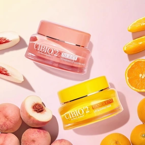 1 PC CIBIO'2 Fresh Berry/Tangerine Flavor Moisturizing Lip Mask & Berry Lip Balm Set, Relieve Dry & Chapped Lips, Deeply Nourish Lip Care Set (Tangerine Lip Mask  BerryBalm)