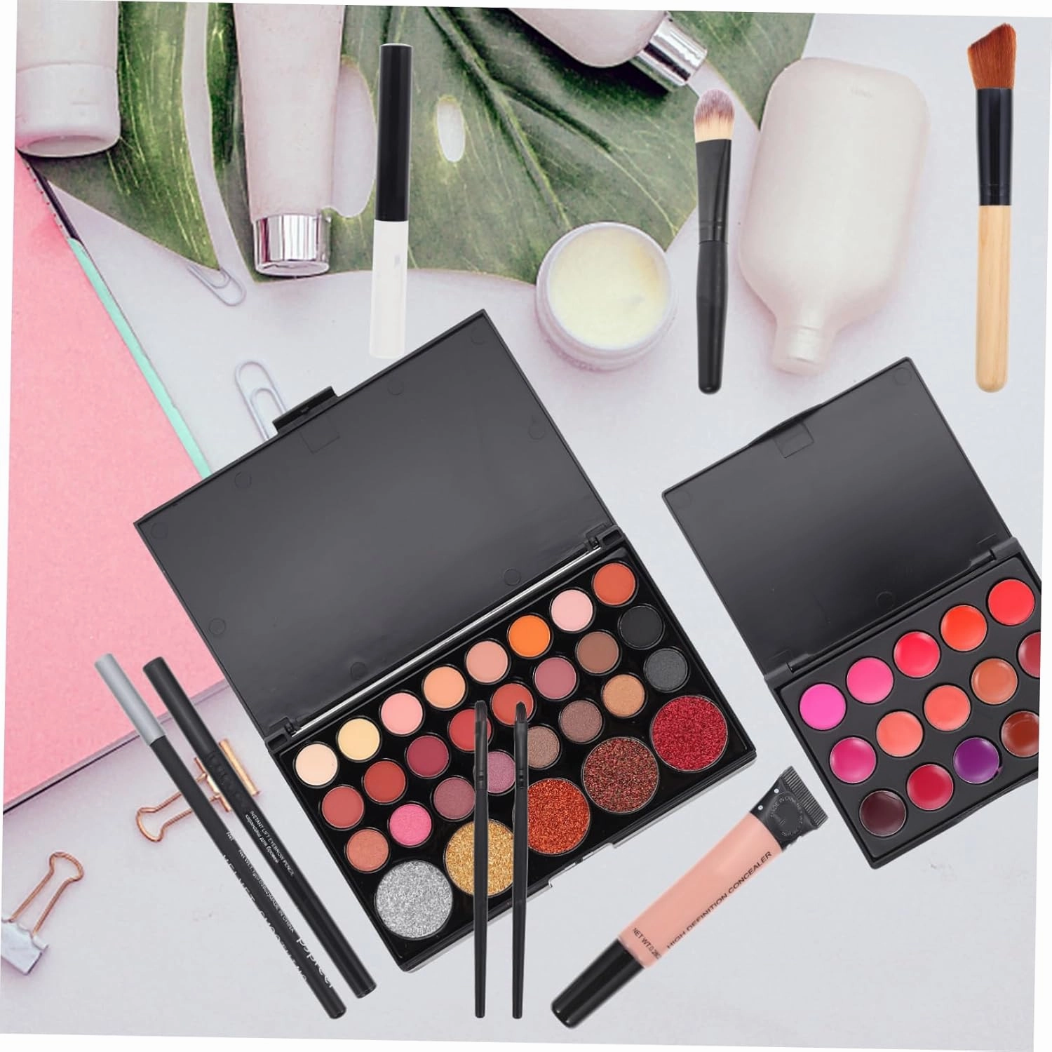 1set One Makeup Kit for Women Complete Cosmetic with Brushes Eyeshadow Palette Lip Gloss Blush Foundation and More Beginners