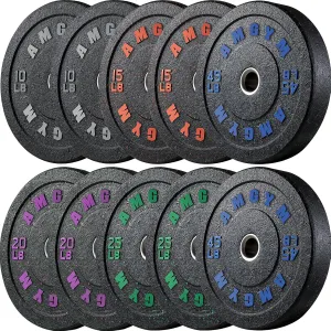 2 Inch Bumper Plates High Bounce,10-540lbs,Weight Plates for Strength Training,Floor-Protective Barbell Weights for Home Gym,Colored Rubber Weight Plates Set for Weight Lifting.