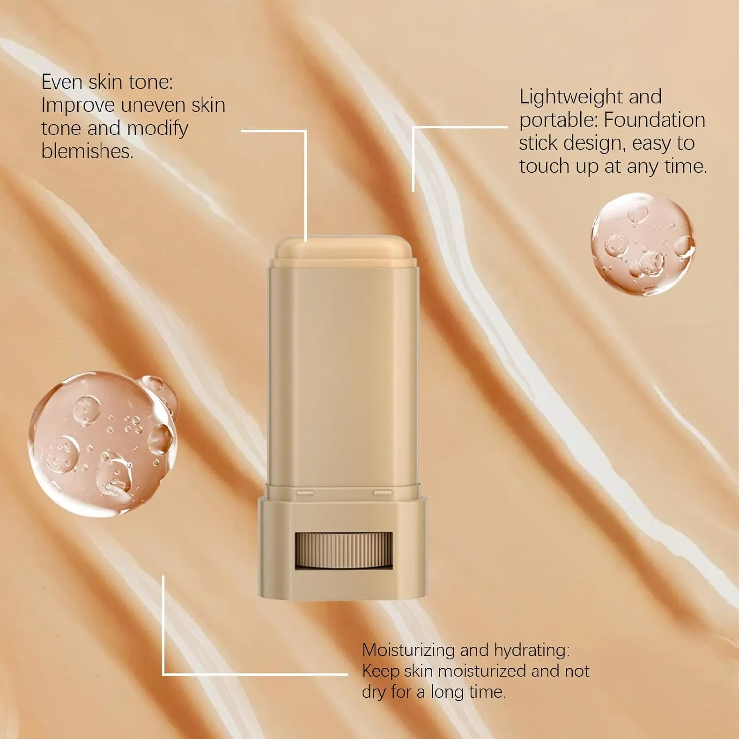2 Pcs Foundation Stick Beauty Balm Serum Boosted Skin Tint, 2025 New Makeup Tint, Portabl Moisturizing Essence Contour Stick Foundation Beauty Balm (#02)