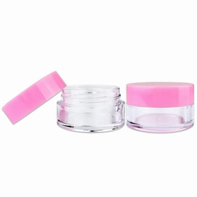 200 Jars - Beauticom High-Graded 5 Grams/5 mL BPA Free Thick Clear Acrylic NO LEAK Plastic Jars empty Container Pink Lid for Cosmetic, Lip Balm, Beads, Creams, Lotion, Liquids, Sample, Travel