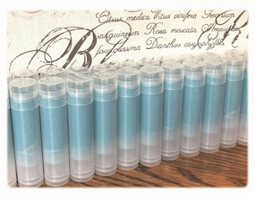 20 BLUEBERRY Flavored Blue Tinted Sweetened Lip Balms in Clear Tubes - Handmade - Wholesale Bulk Made in the USA