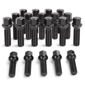 20PCS 14x1.5 Extended Lug Bolts with 45mm Shank Length Ball Seat, Aftermarket Black Wheel Lug Bolts for Spacers, Compatible A3 A4 A6 A8 S4 S6 S8 TT Jetta Allroad Volkswagen Quattro Golf Tiguan Passat