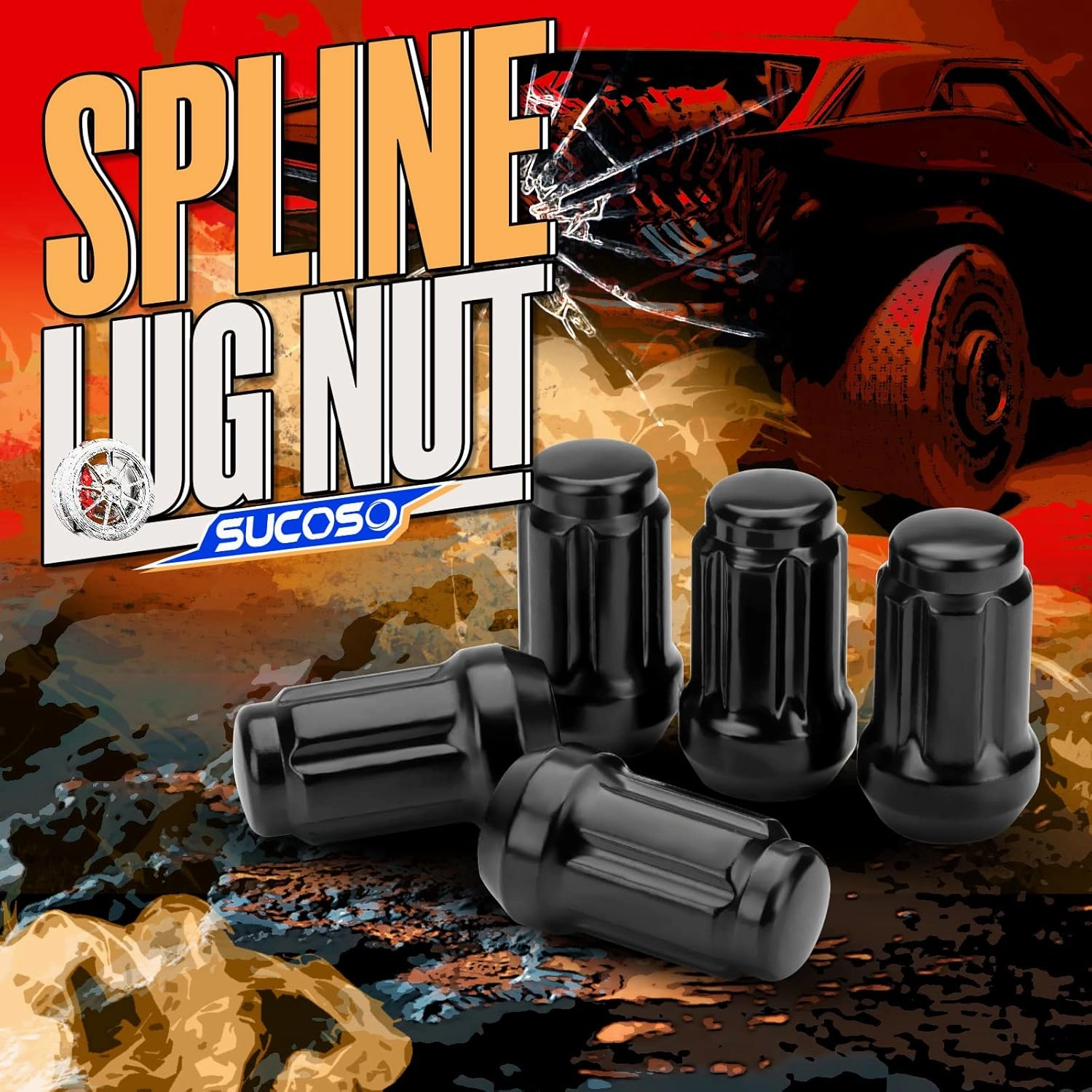20PCS M12x1.25 Spline Lug Nuts, Black 6 Spline Aftermarket Lug Nuts for Infiniti G35 G37 Nissan 350Z 370Z Subaru Impreza Outback Forester Tuner Wheels One Socket Key,Closed End Bulge Acorn Lug Nut
