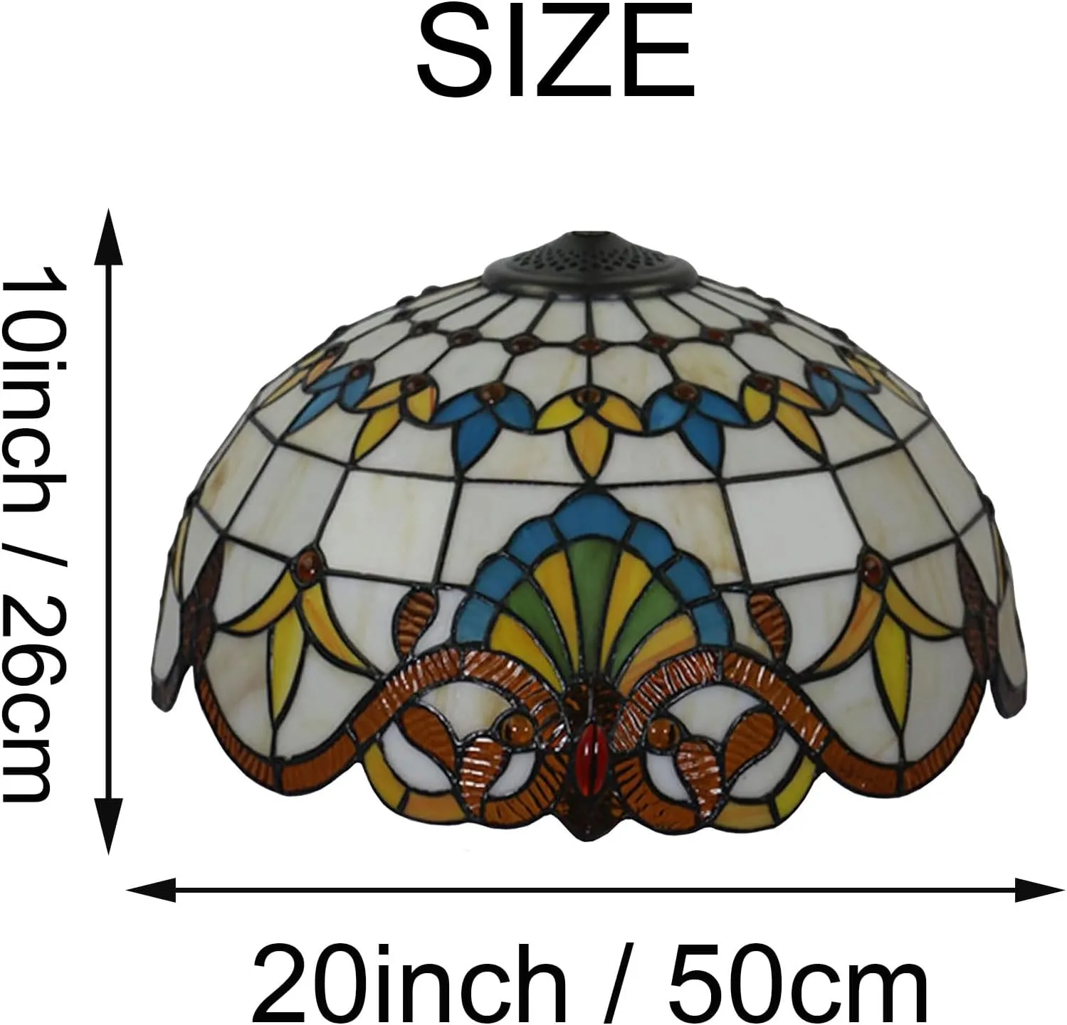 20" Lamp Shade Replacement Only Tiffany Stained Glass Christmas Home Decor Rose Dragonfly Grape Peach Baroque Design Lampshades Orange Red Colourful Flower Light Cover for Table Lamp,Baroque