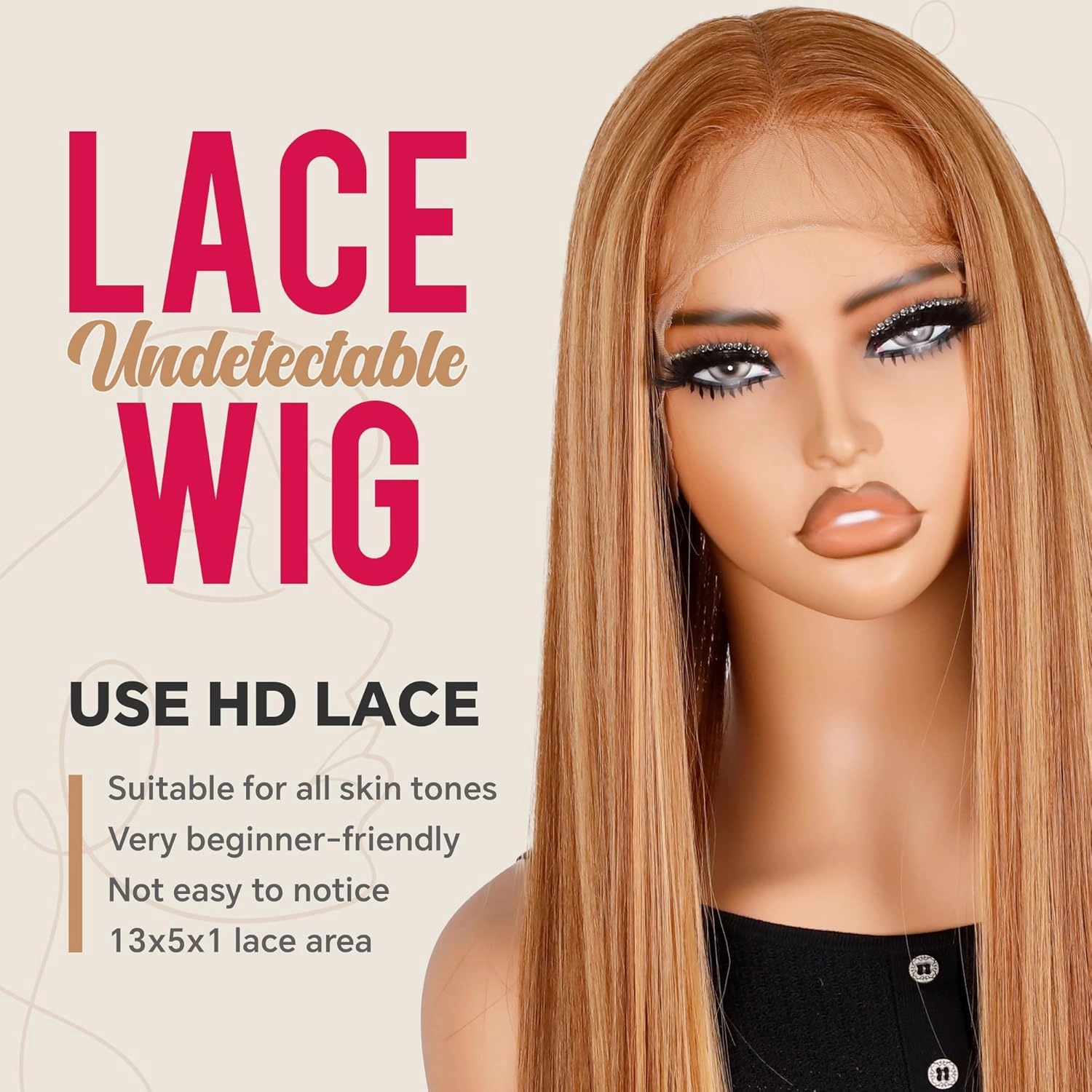 26 Inch Honey Blonde HD Lace Front Wig Pre Pulcked Ready to Wear Glueless 13x5x1 Highlight Synthetic Lace Front Wig for Women
