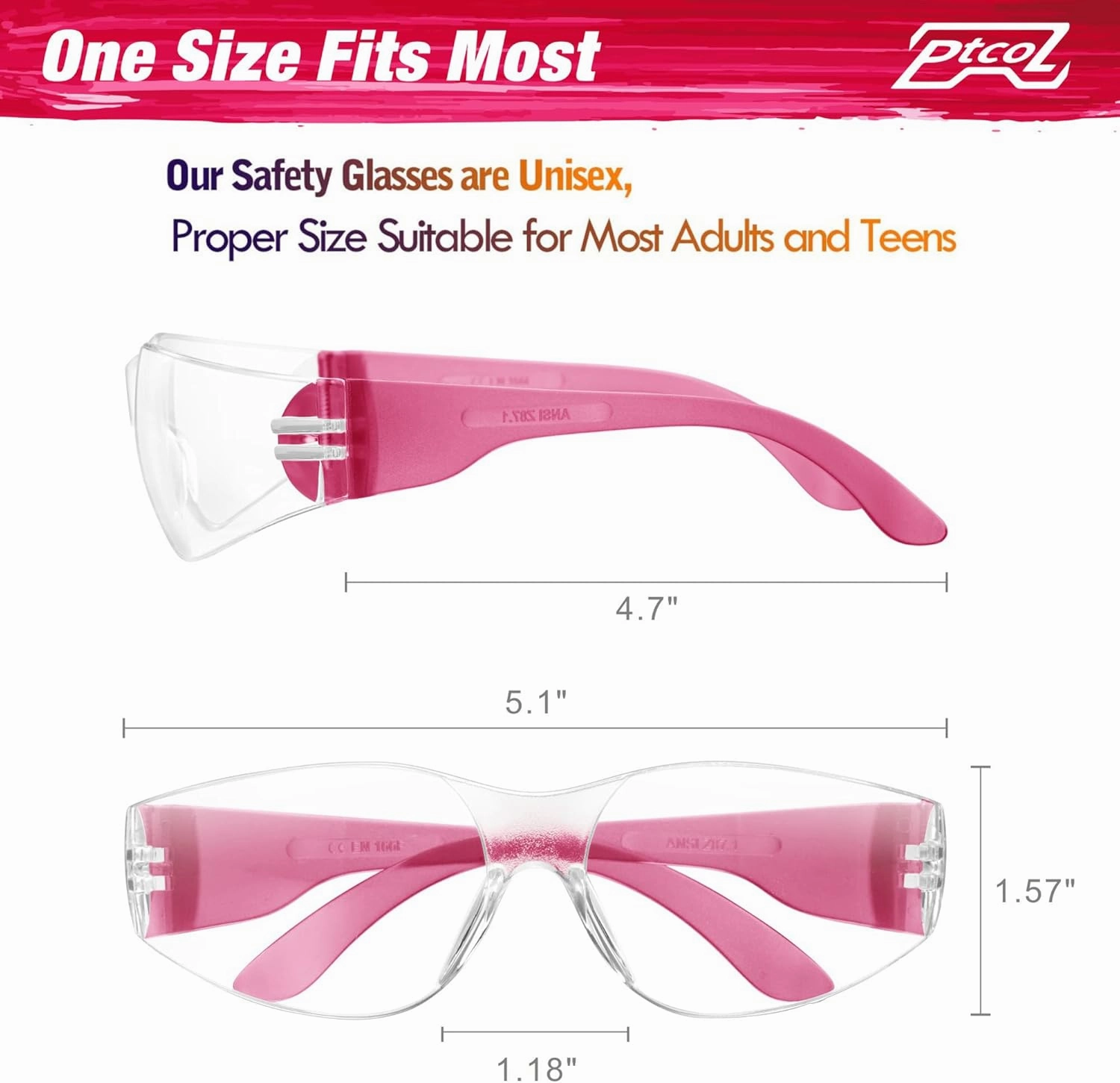 28 Pack Safety Glasses Viva Magenta (Bulk Pack of 24 4) Unisex Clear Anti-Scratch Protective Goggles Impact Resistant Lens Eyewear with ANSI Z87.1 Certified for Construction, Shooting and Laboratory