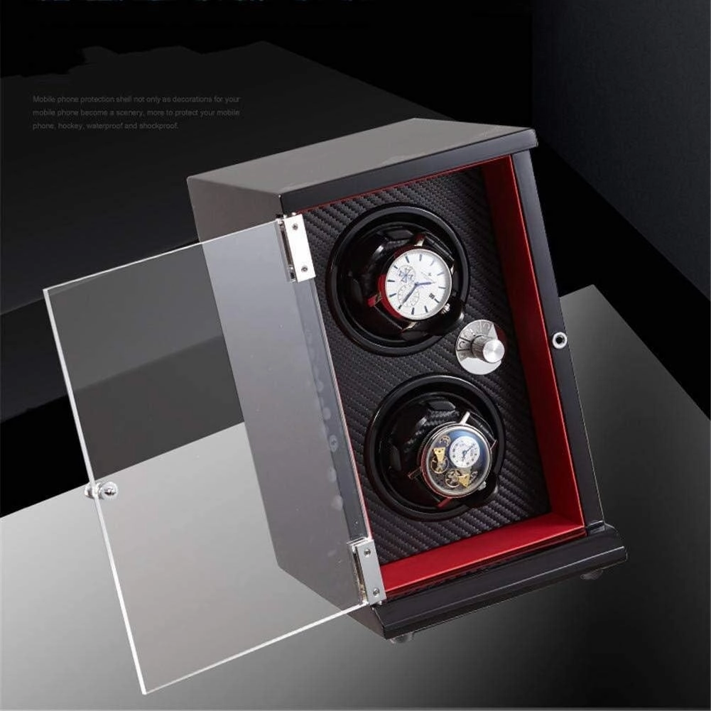 2 0 Watches Automatic Watch Winder Lntelligent Touch Screen with Drawer Wood Box 5 Modes Wrist Watch Winder Rotator-15×19×26Cm Beautiful Home,Red
