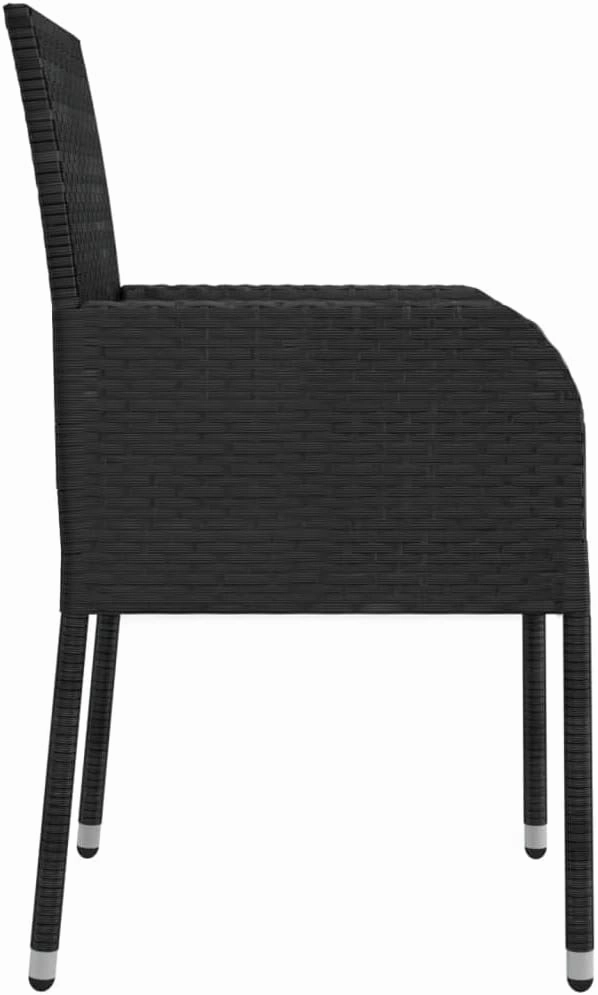 2-Piece Black Poly Rattan Outdoor Patio Chairs with Cream Cushions, Weather-Resistant PE Woven Lounge Chairs for Garden Poolside Deck Backyard Porch